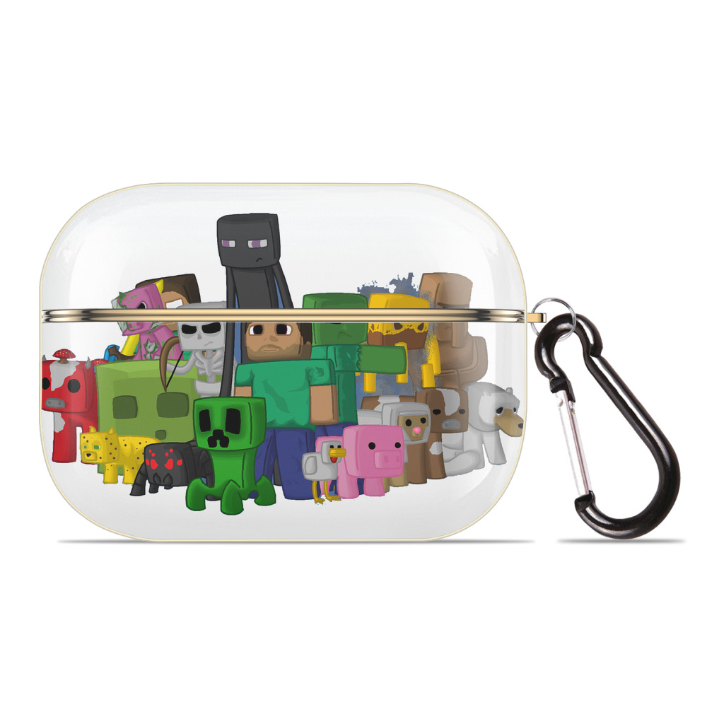 （画像用） マインクラフト ブロックの世界 Minecraft MC Block world 【AirPods Pro用】ハードシェル保護ケース｜耐衝撃・防指紋・カラビナ付き商品仕様