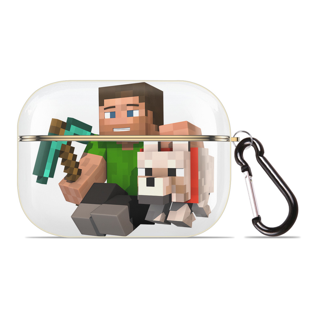（画像用） マインクラフト ブロックの世界 Minecraft MC Block world 【AirPods Pro用】ハードシェル保護ケース｜耐衝撃・防指紋・カラビナ付き商品仕様