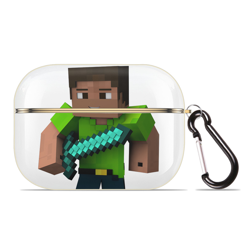 （画像用） マインクラフト ブロックの世界 Minecraft MC Block world 【AirPods Pro用】ハードシェル保護ケース｜耐衝撃・防指紋・カラビナ付き商品仕様