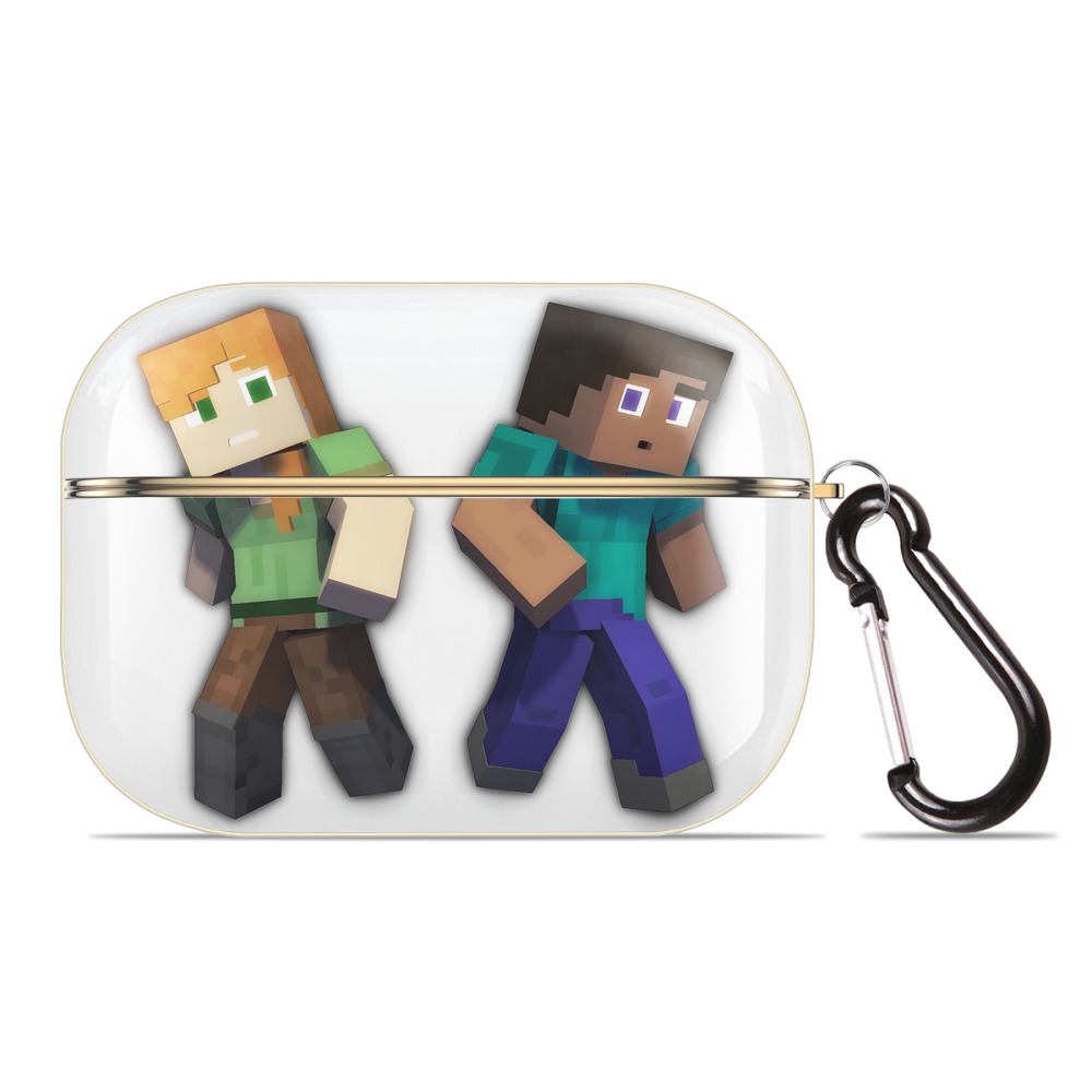 （画像用） マインクラフト ブロックの世界 Minecraft MC Block world 【AirPods Pro用】ハードシェル保護ケース｜耐衝撃・防指紋・カラビナ付き商品仕様