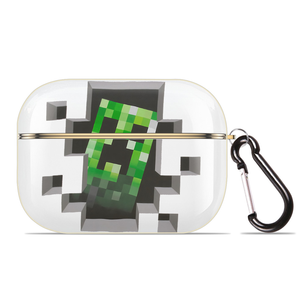 （画像用） マインクラフト ブロックの世界 Minecraft MC Block world 【AirPods Pro用】ハードシェル保護ケース｜耐衝撃・防指紋・カラビナ付き商品仕様
