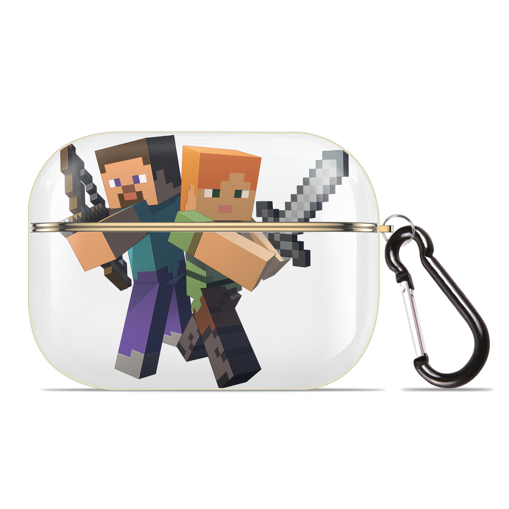 （画像用） マインクラフト ブロックの世界 Minecraft MC Block world 【AirPods Pro用】ハードシェル保護ケース｜耐衝撃・防指紋・カラビナ付き商品仕様
