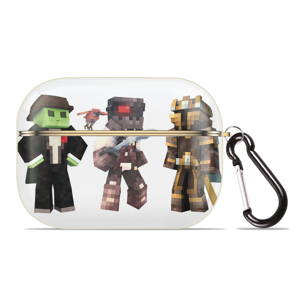 （画像用） マインクラフト ブロックの世界 Minecraft MC Block world 【AirPods Pro用】ハードシェル保護ケース｜耐衝撃・防指紋・カラビナ付き商品仕様