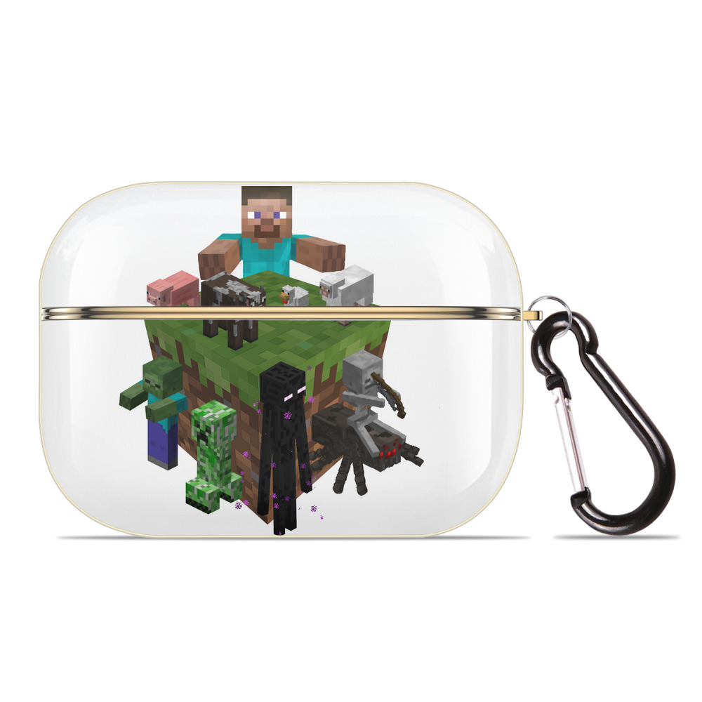 （画像用） マインクラフト ブロックの世界 Minecraft MC Block world 【AirPods Pro用】ハードシェル保護ケース｜耐衝撃・防指紋・カラビナ付き商品仕様