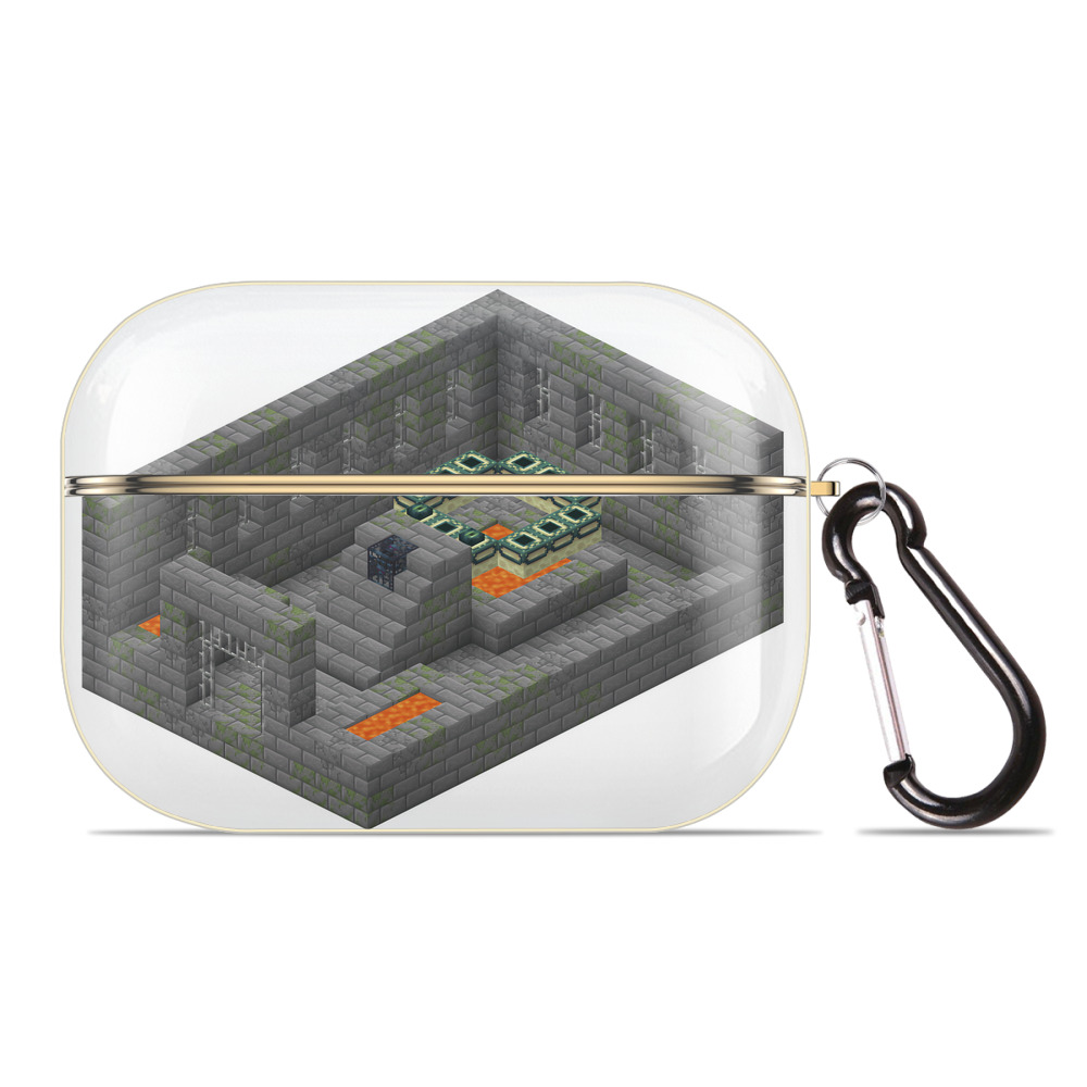 （画像用） マインクラフト ブロックの世界 Minecraft MC Block world 【AirPods Pro用】ハードシェル保護ケース｜耐衝撃・防指紋・カラビナ付き商品仕様