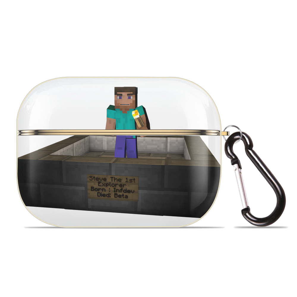 （画像用） マインクラフト ブロックの世界 Minecraft MC Block world 【AirPods Pro用】ハードシェル保護ケース｜耐衝撃・防指紋・カラビナ付き商品仕様
