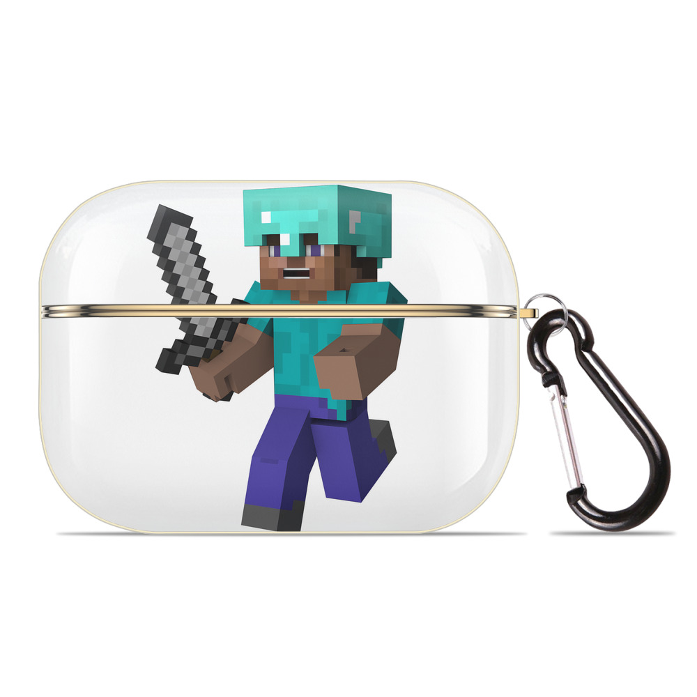 （画像用） マインクラフト ブロックの世界 Minecraft MC Block world 【AirPods Pro用】ハードシェル保護ケース｜耐衝撃・防指紋・カラビナ付き商品仕様