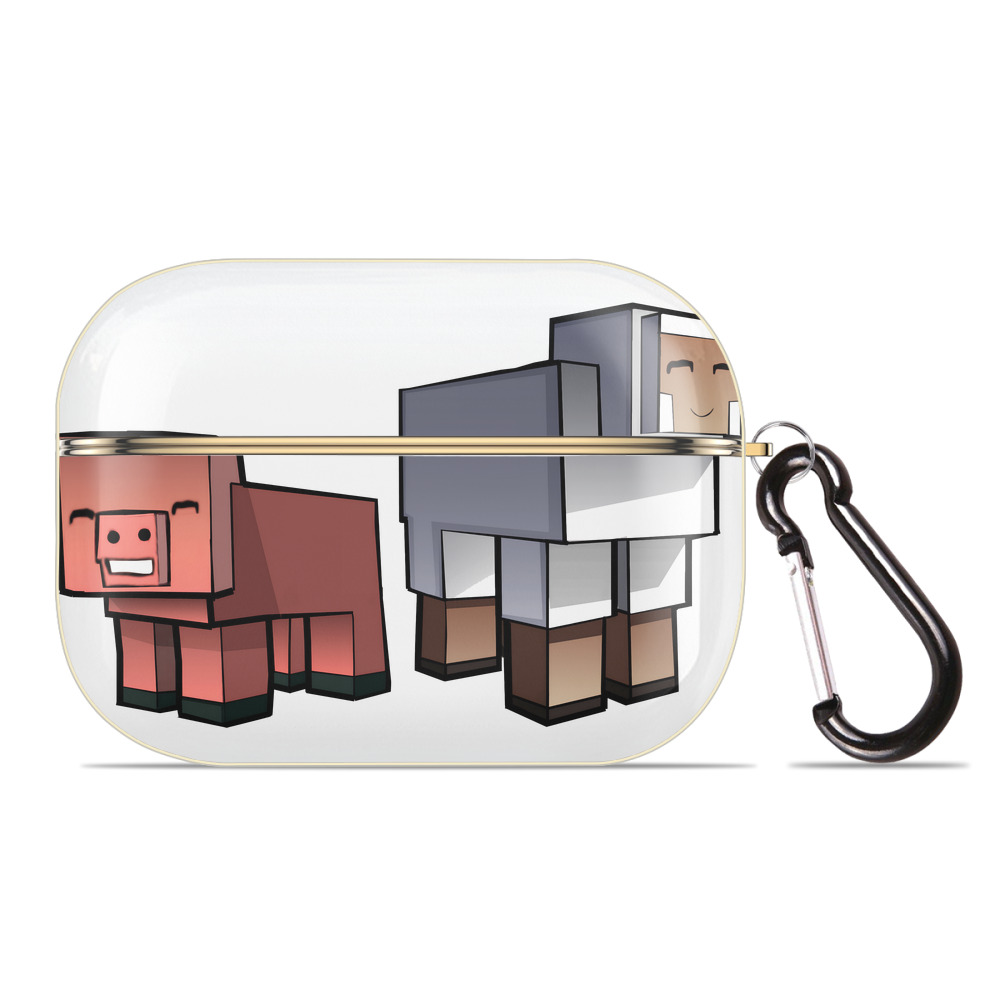 （画像用） マインクラフト ブロックの世界 Minecraft MC Block world 【AirPods Pro用】ハードシェル保護ケース｜耐衝撃・防指紋・カラビナ付き商品仕様