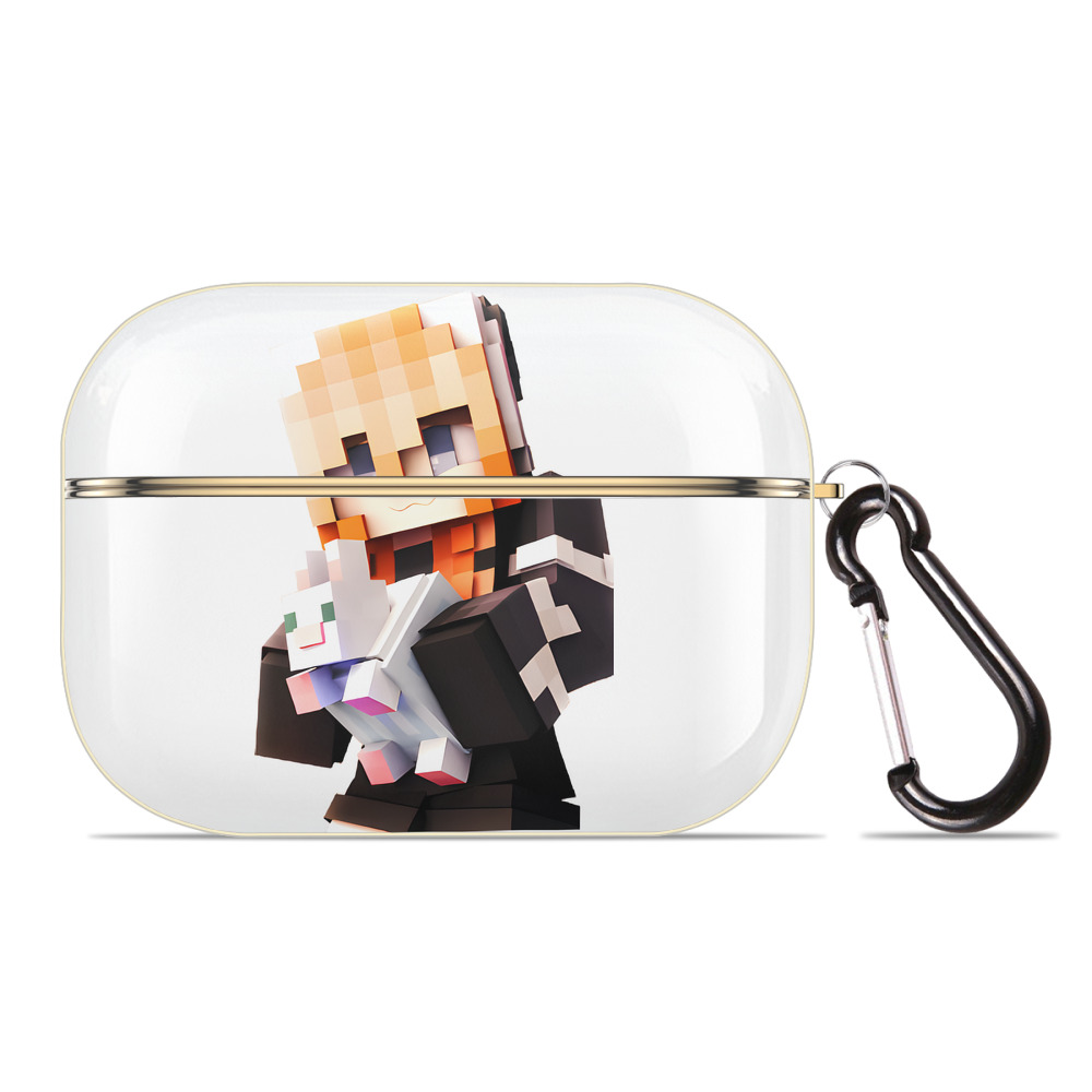 （画像用） マインクラフト ブロックの世界 Minecraft MC Block world 【AirPods Pro用】ハードシェル保護ケース｜耐衝撃・防指紋・カラビナ付き商品仕様