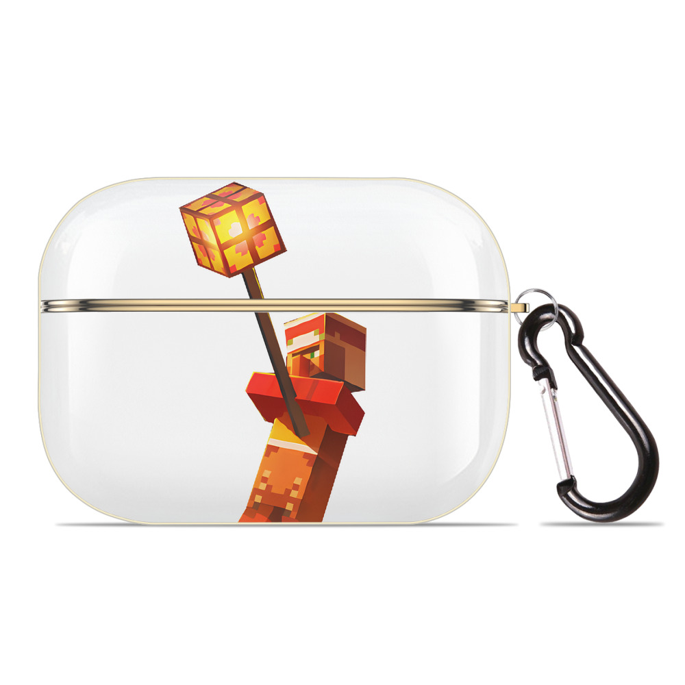 （画像用） マインクラフト ブロックの世界 Minecraft MC Block world 【AirPods Pro用】ハードシェル保護ケース｜耐衝撃・防指紋・カラビナ付き商品仕様