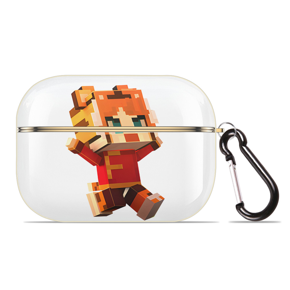 （画像用） マインクラフト ブロックの世界 Minecraft MC Block world 【AirPods Pro用】ハードシェル保護ケース｜耐衝撃・防指紋・カラビナ付き商品仕様