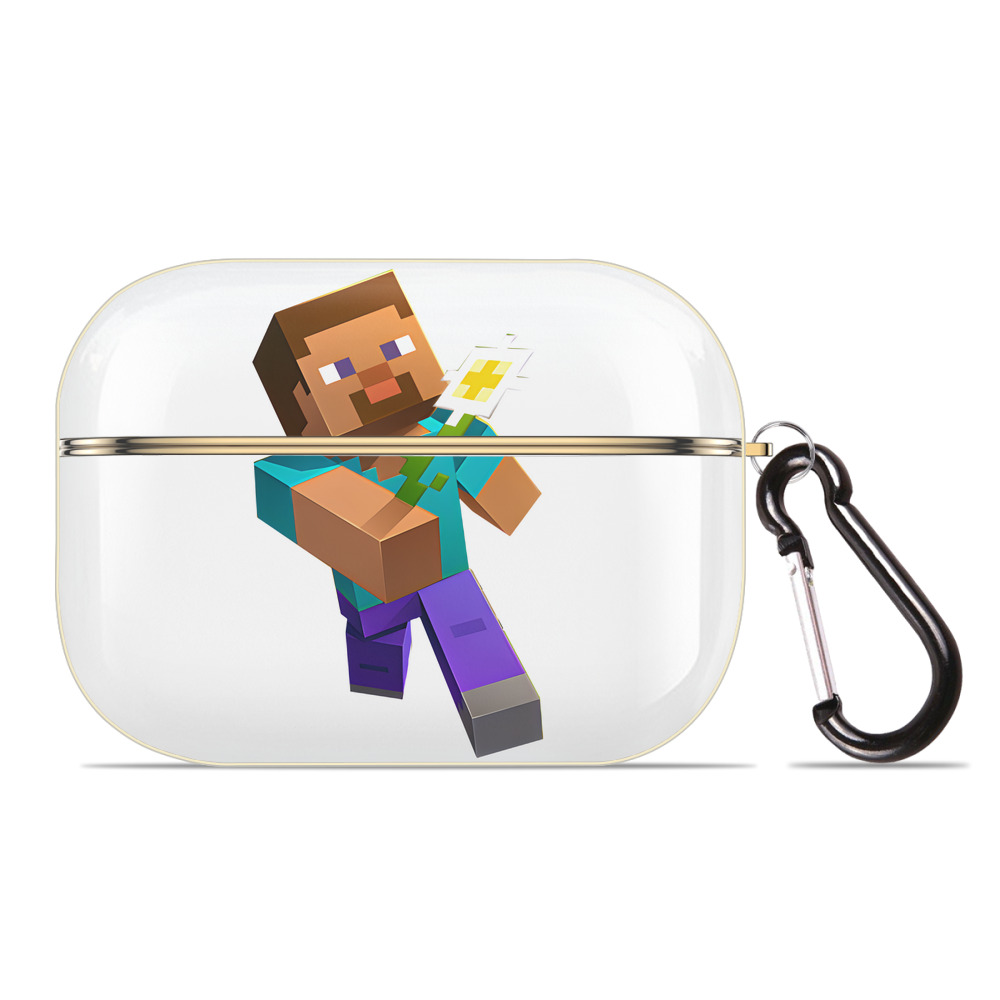（画像用） マインクラフト ブロックの世界 Minecraft MC Block world 【AirPods Pro用】ハードシェル保護ケース｜耐衝撃・防指紋・カラビナ付き商品仕様