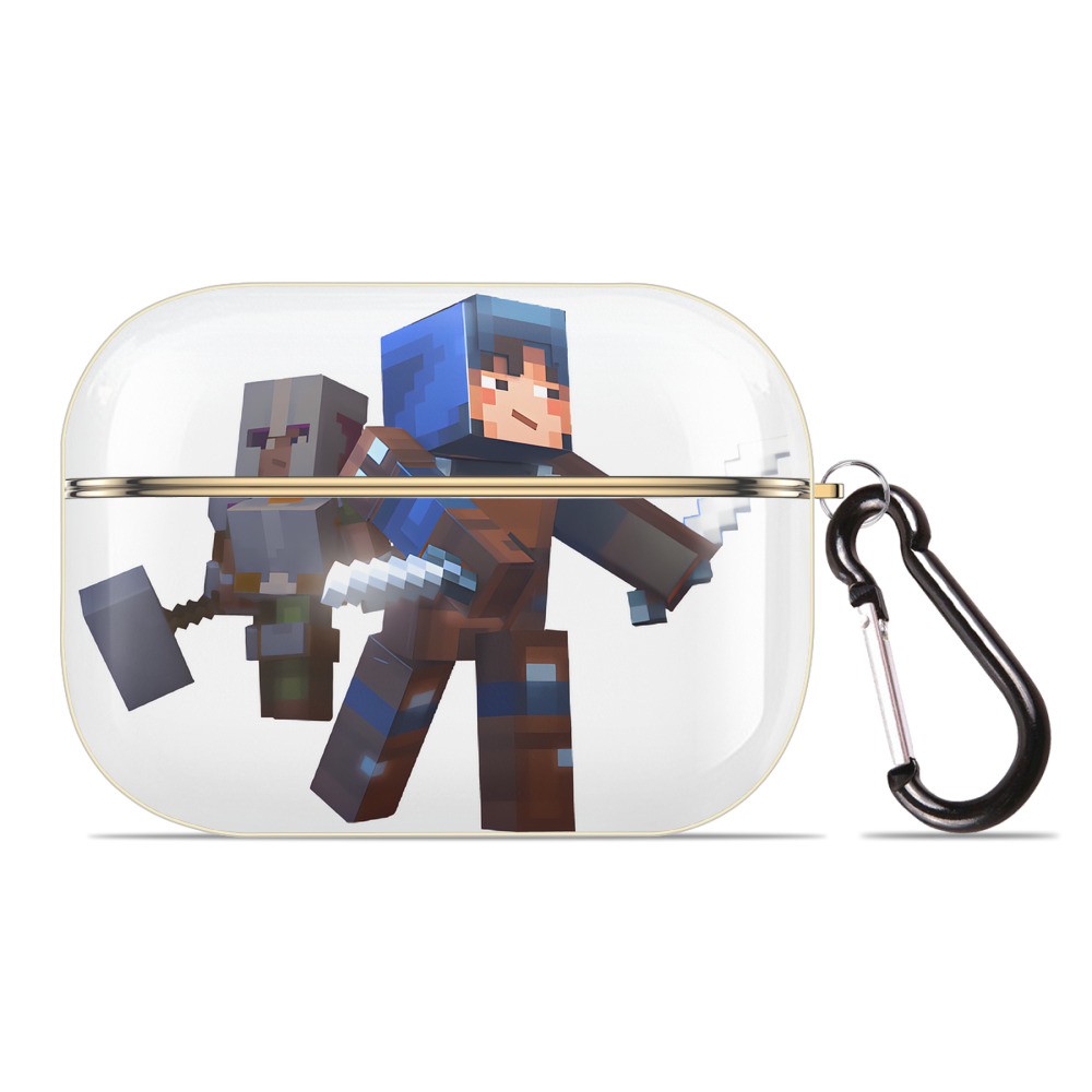 （画像用） マインクラフト ブロックの世界 Minecraft MC Block world 【AirPods Pro用】ハードシェル保護ケース｜耐衝撃・防指紋・カラビナ付き商品仕様