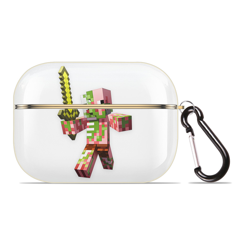 （画像用） マインクラフト ブロックの世界 Minecraft MC Block world 【AirPods Pro用】ハードシェル保護ケース｜耐衝撃・防指紋・カラビナ付き商品仕様