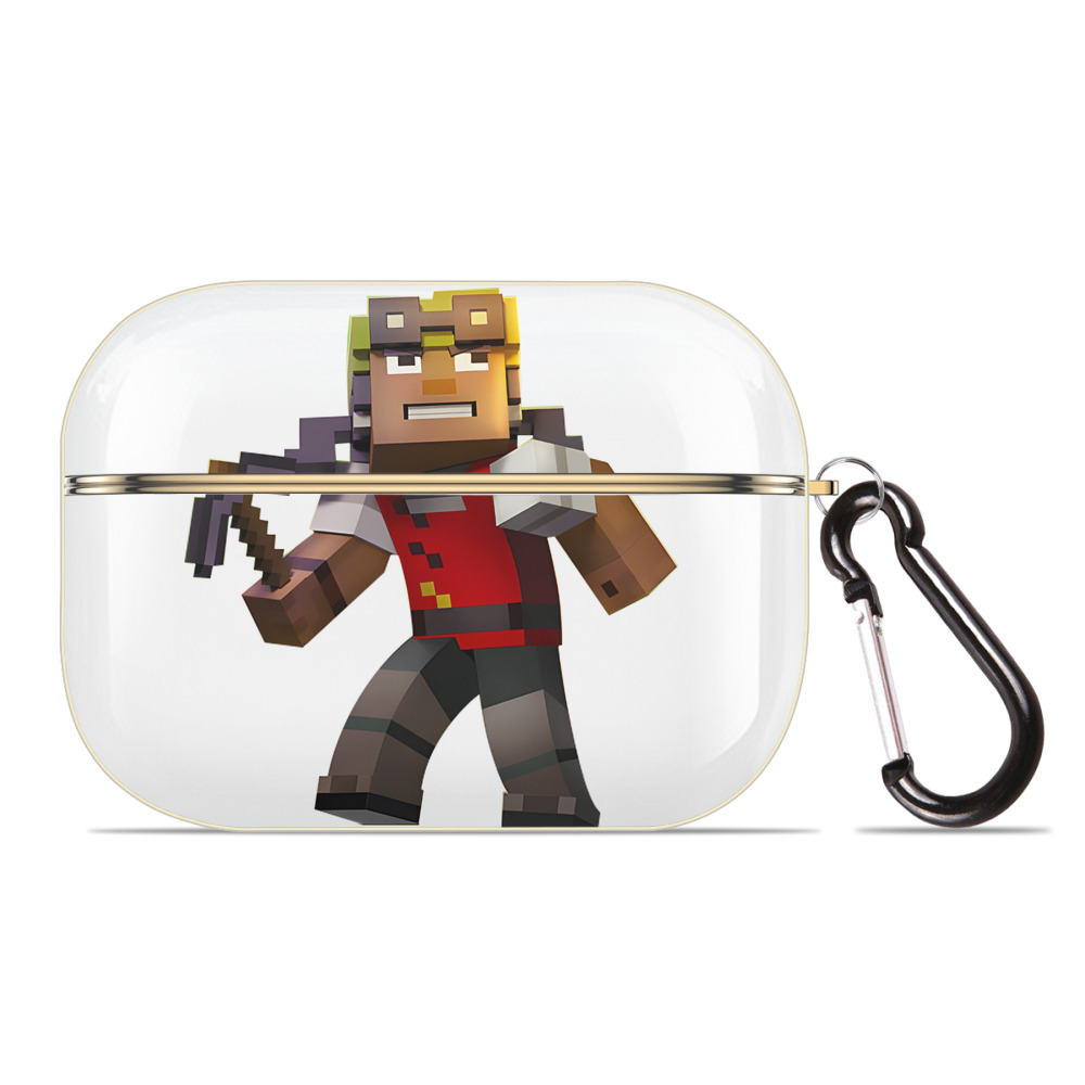 （画像用） マインクラフト ブロックの世界 Minecraft MC Block world 【AirPods Pro用】ハードシェル保護ケース｜耐衝撃・防指紋・カラビナ付き商品仕様