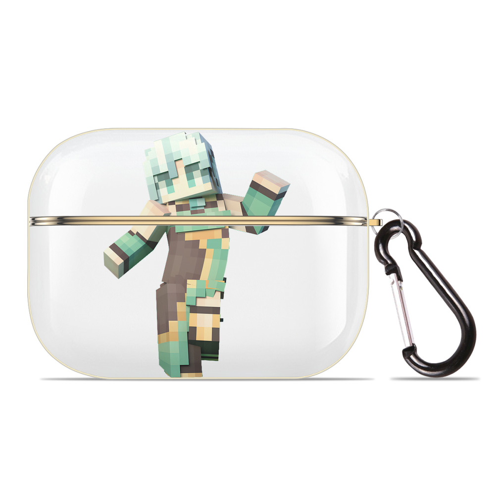（画像用） マインクラフト ブロックの世界 Minecraft MC Block world 【AirPods Pro用】ハードシェル保護ケース｜耐衝撃・防指紋・カラビナ付き商品仕様