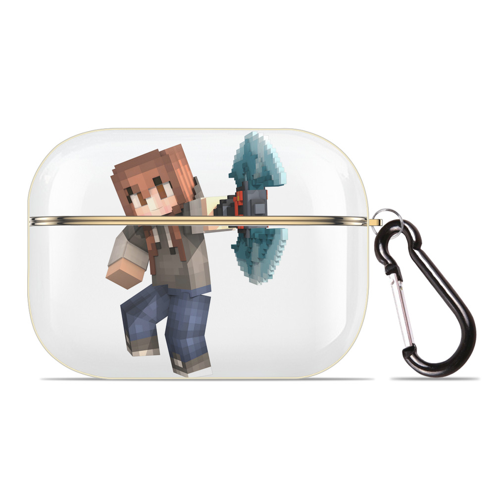 （画像用） マインクラフト ブロックの世界 Minecraft MC Block world 【AirPods Pro用】ハードシェル保護ケース｜耐衝撃・防指紋・カラビナ付き商品仕様