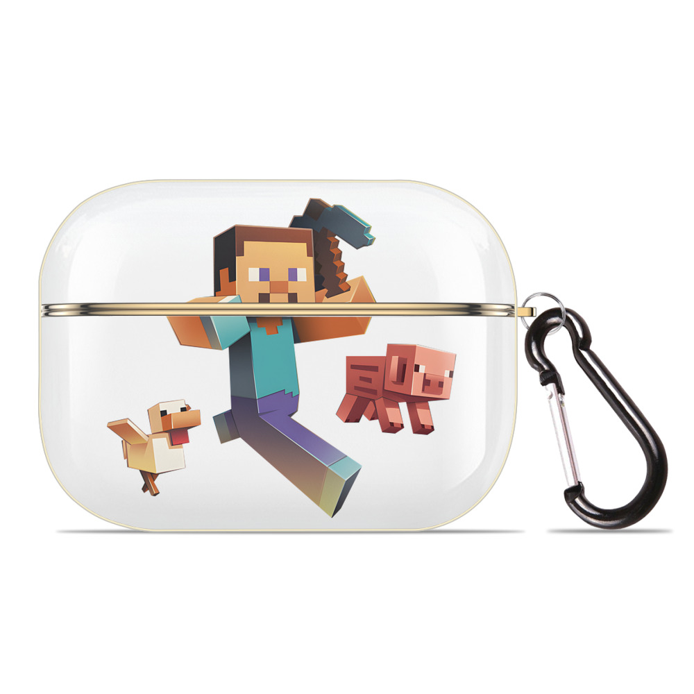 （画像用） マインクラフト ブロックの世界 Minecraft MC Block world 【AirPods Pro用】ハードシェル保護ケース｜耐衝撃・防指紋・カラビナ付き商品仕様