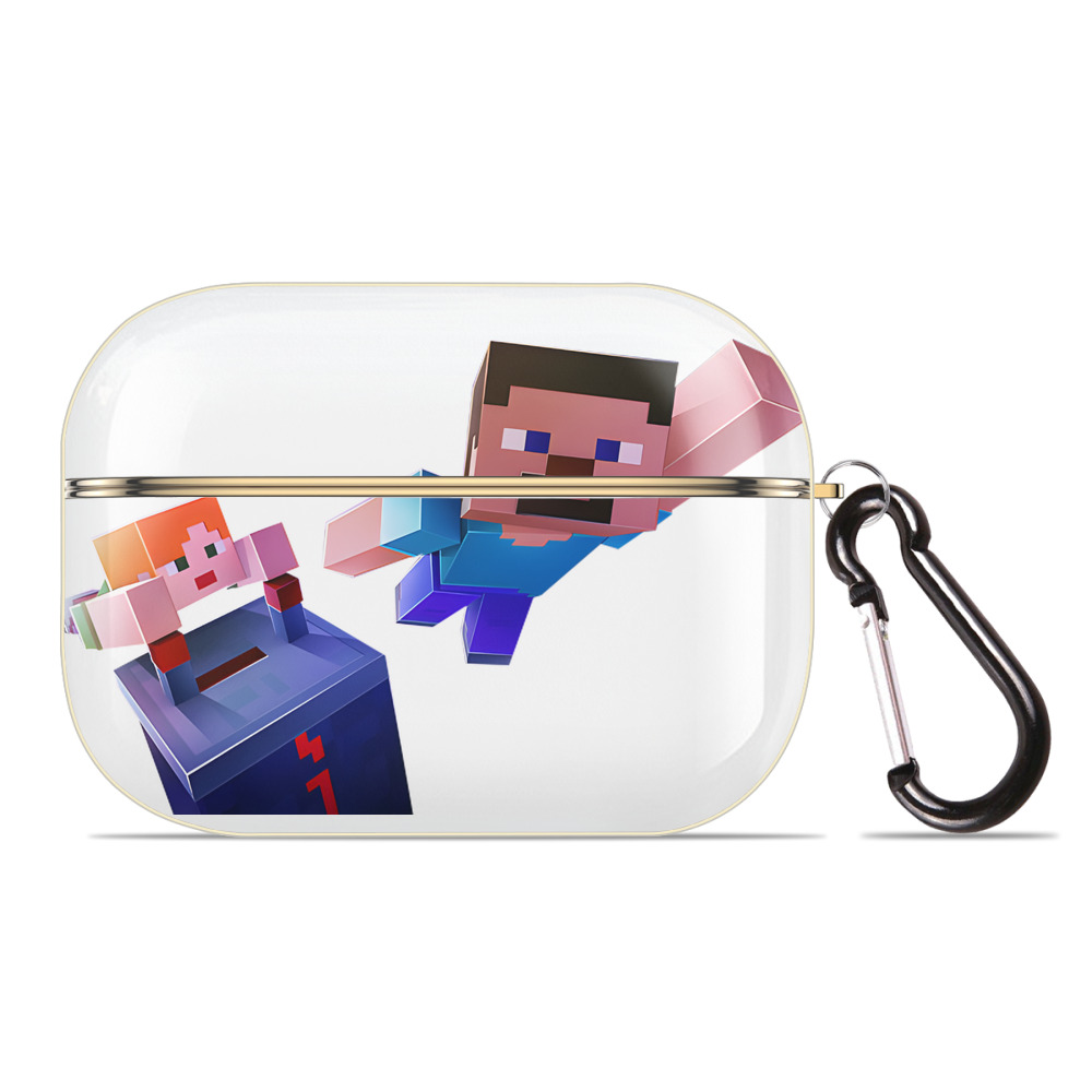 （画像用） マインクラフト ブロックの世界 Minecraft MC Block world 【AirPods Pro用】ハードシェル保護ケース｜耐衝撃・防指紋・カラビナ付き商品仕様