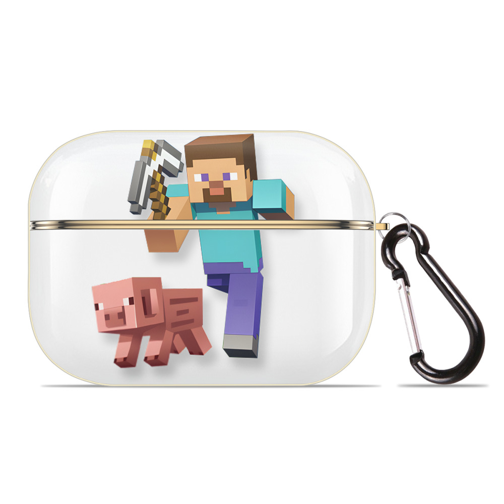 （画像用） マインクラフト ブロックの世界 Minecraft MC Block world 【AirPods Pro用】ハードシェル保護ケース｜耐衝撃・防指紋・カラビナ付き商品仕様