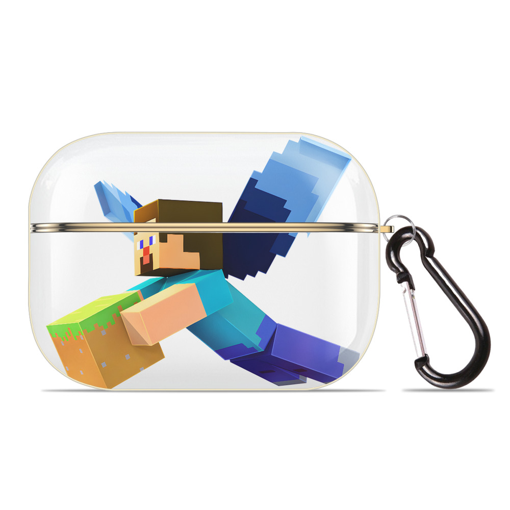 （画像用） マインクラフト ブロックの世界 Minecraft MC Block world 【AirPods Pro用】ハードシェル保護ケース｜耐衝撃・防指紋・カラビナ付き商品仕様