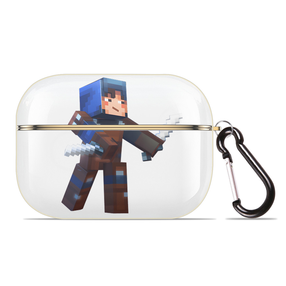 （画像用） マインクラフト ブロックの世界 Minecraft MC Block world 【AirPods Pro用】ハードシェル保護ケース｜耐衝撃・防指紋・カラビナ付き商品仕様