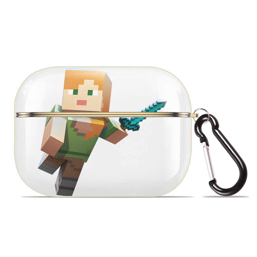 （画像用） マインクラフト ブロックの世界 Minecraft MC Block world 【AirPods Pro用】ハードシェル保護ケース｜耐衝撃・防指紋・カラビナ付き商品仕様