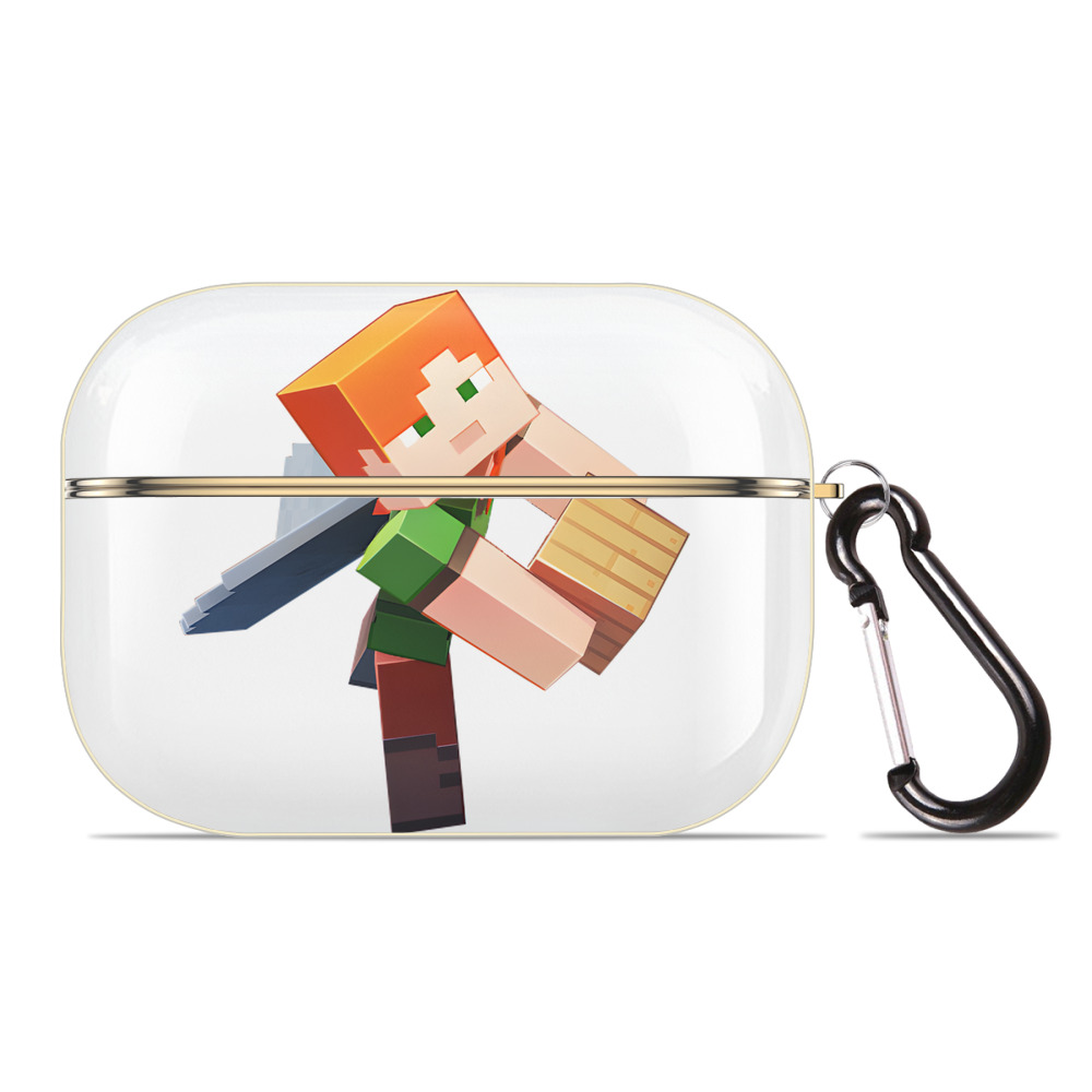 （画像用） マインクラフト ブロックの世界 Minecraft MC Block world 【AirPods Pro用】ハードシェル保護ケース｜耐衝撃・防指紋・カラビナ付き商品仕様
