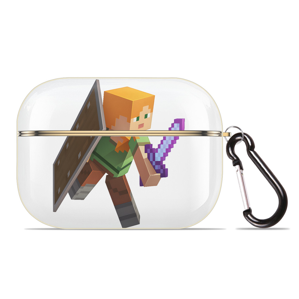 （画像用） マインクラフト ブロックの世界 Minecraft MC Block world 【AirPods Pro用】ハードシェル保護ケース｜耐衝撃・防指紋・カラビナ付き商品仕様