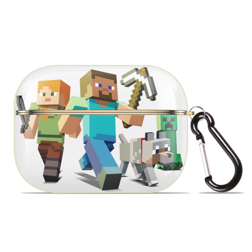 （画像用） マインクラフト ブロックの世界 Minecraft MC Block world 【AirPods Pro用】ハードシェル保護ケース｜耐衝撃・防指紋・カラビナ付き商品仕様