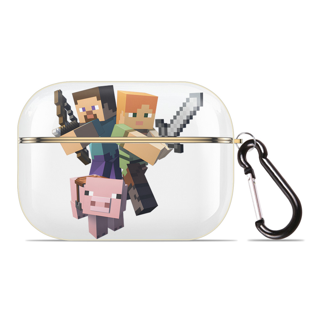 （画像用） マインクラフト ブロックの世界 Minecraft MC Block world 【AirPods Pro用】ハードシェル保護ケース｜耐衝撃・防指紋・カラビナ付き商品仕様
