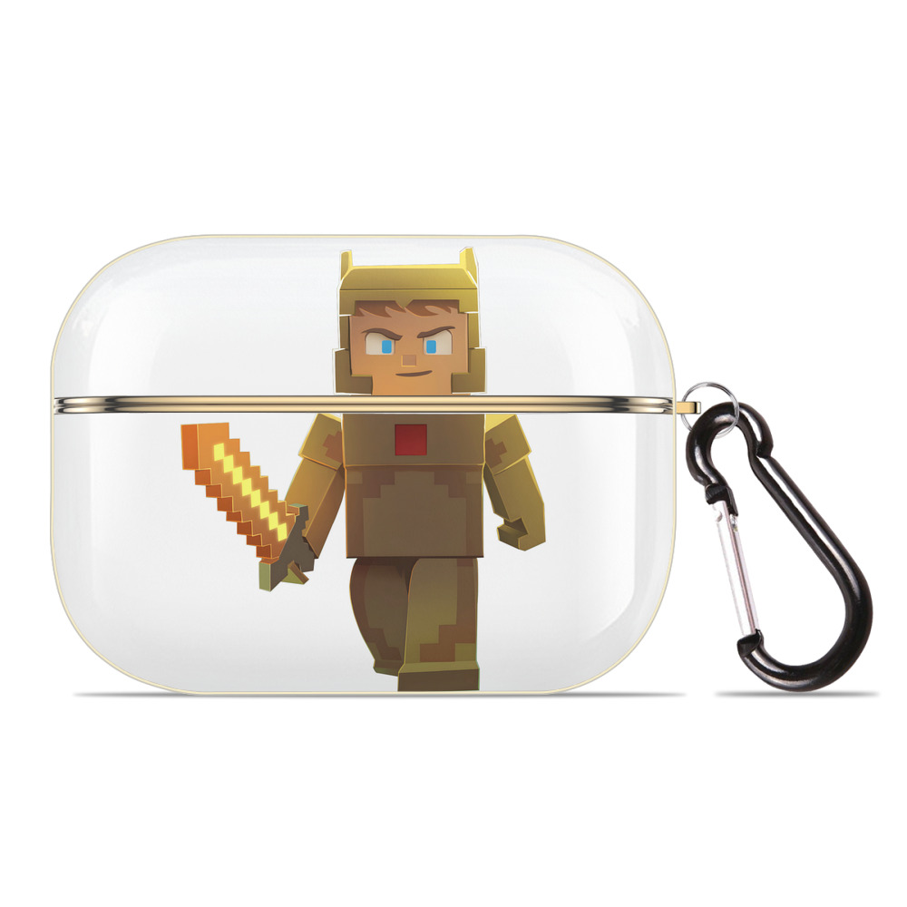 （画像用） マインクラフト ブロックの世界 Minecraft MC Block world 【AirPods Pro用】ハードシェル保護ケース｜耐衝撃・防指紋・カラビナ付き商品仕様