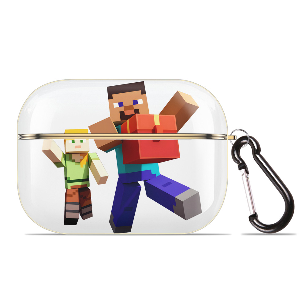 （画像用） マインクラフト ブロックの世界 Minecraft MC Block world 【AirPods Pro用】ハードシェル保護ケース｜耐衝撃・防指紋・カラビナ付き商品仕様