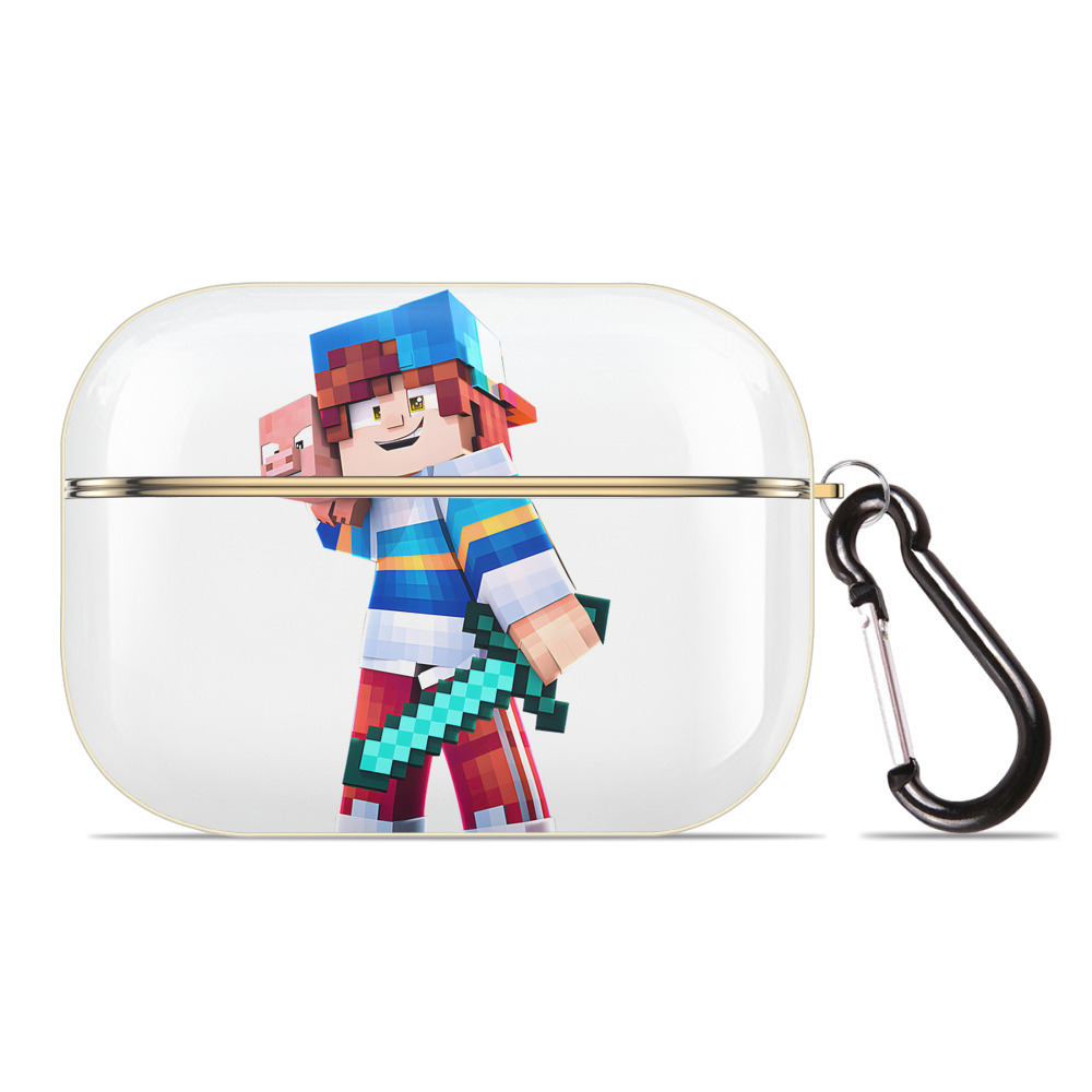 （画像用） マインクラフト ブロックの世界 Minecraft MC Block world 【AirPods Pro用】ハードシェル保護ケース｜耐衝撃・防指紋・カラビナ付き商品仕様