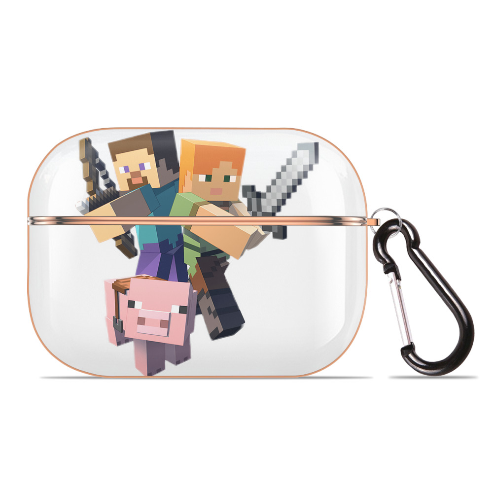 （画像用） マインクラフト ブロックの世界 Minecraft MC Block world 【AirPods Pro用】ハードシェル保護ケース｜耐衝撃・防指紋・カラビナ付き商品仕様