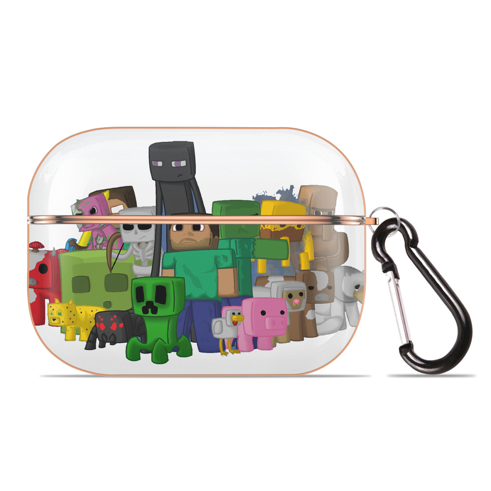 （画像用） マインクラフト ブロックの世界 Minecraft MC Block world 【AirPods Pro用】ハードシェル保護ケース｜耐衝撃・防指紋・カラビナ付き商品仕様