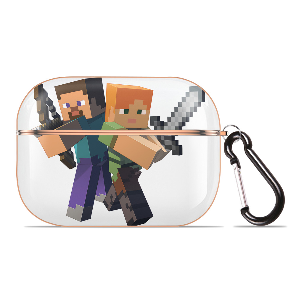（画像用） マインクラフト ブロックの世界 Minecraft MC Block world 【AirPods Pro用】ハードシェル保護ケース｜耐衝撃・防指紋・カラビナ付き商品仕様