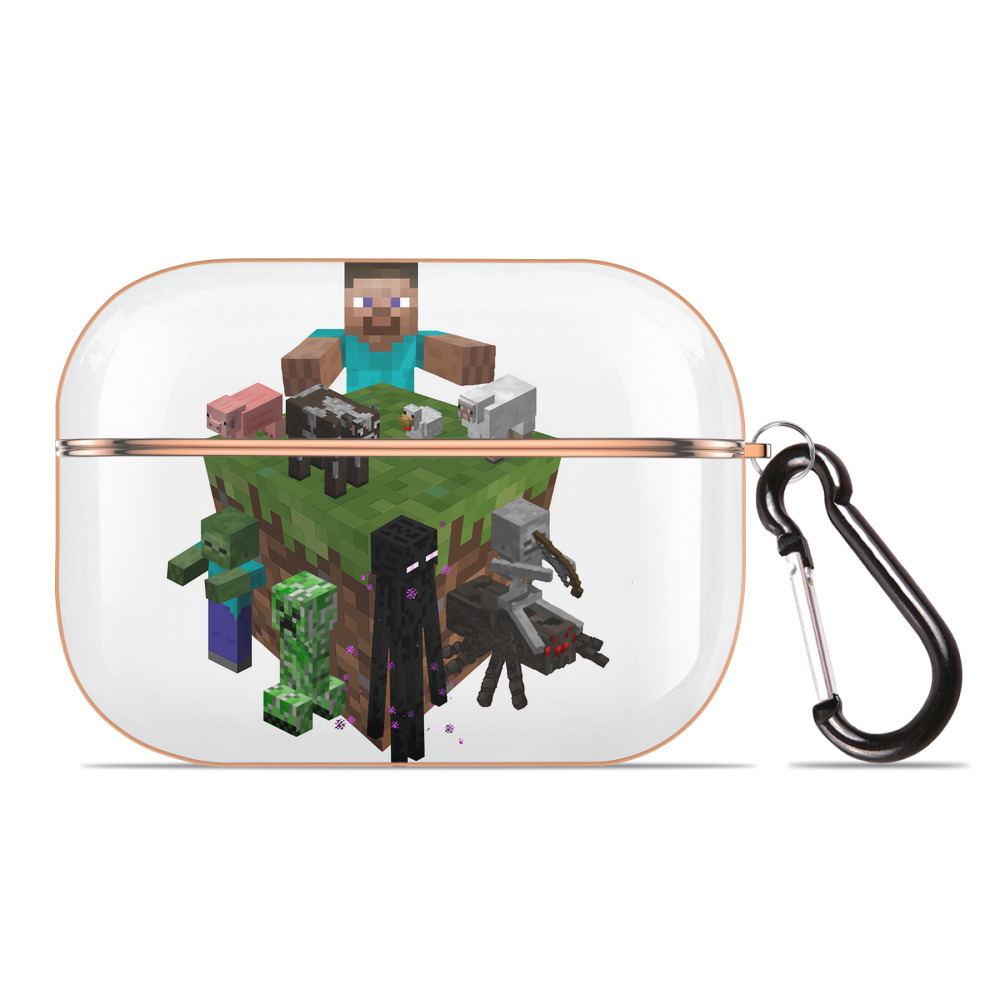 （画像用） マインクラフト ブロックの世界 Minecraft MC Block world 【AirPods Pro用】ハードシェル保護ケース｜耐衝撃・防指紋・カラビナ付き商品仕様