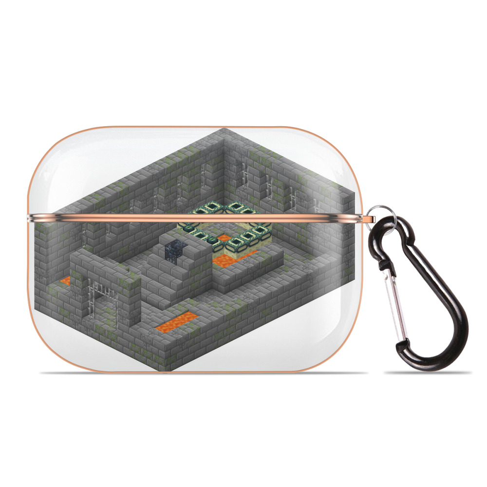 （画像用） マインクラフト ブロックの世界 Minecraft MC Block world 【AirPods Pro用】ハードシェル保護ケース｜耐衝撃・防指紋・カラビナ付き商品仕様
