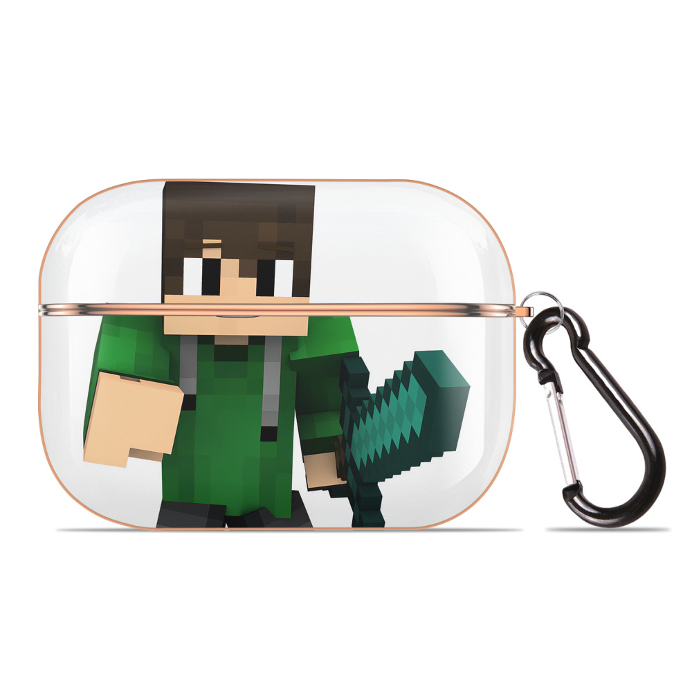 （画像用） マインクラフト ブロックの世界 Minecraft MC Block world 【AirPods Pro用】ハードシェル保護ケース｜耐衝撃・防指紋・カラビナ付き商品仕様