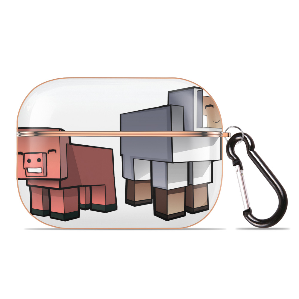 （画像用） マインクラフト ブロックの世界 Minecraft MC Block world 【AirPods Pro用】ハードシェル保護ケース｜耐衝撃・防指紋・カラビナ付き商品仕様