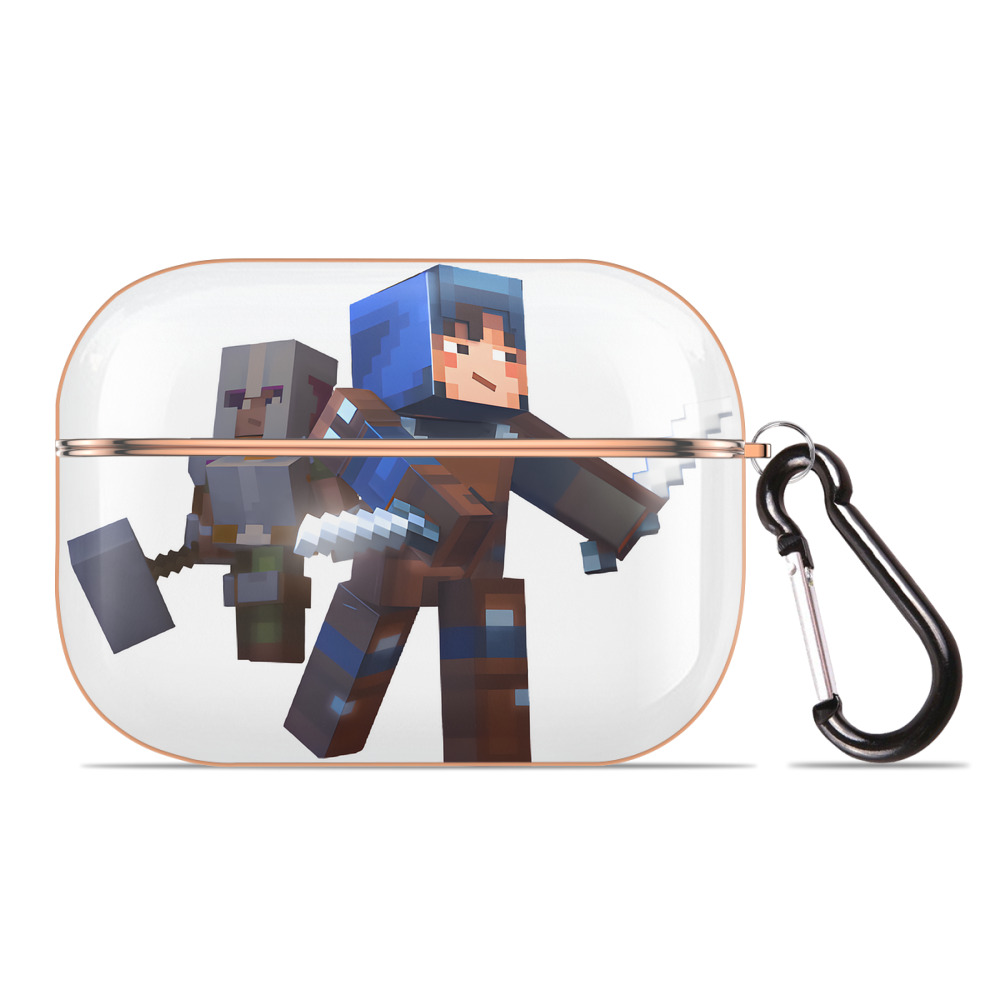 （画像用） マインクラフト ブロックの世界 Minecraft MC Block world 【AirPods Pro用】ハードシェル保護ケース｜耐衝撃・防指紋・カラビナ付き商品仕様