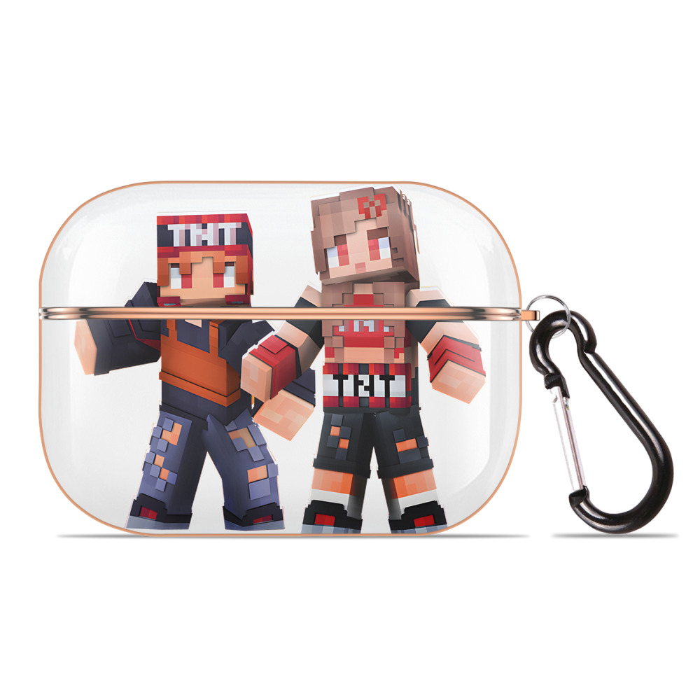 （画像用） マインクラフト ブロックの世界 Minecraft MC Block world 【AirPods Pro用】ハードシェル保護ケース｜耐衝撃・防指紋・カラビナ付き商品仕様