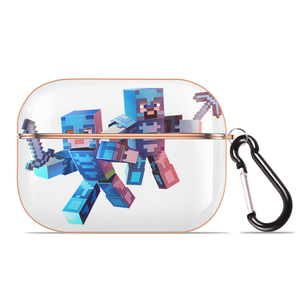 （画像用） マインクラフト ブロックの世界 Minecraft MC Block world 【AirPods Pro用】ハードシェル保護ケース｜耐衝撃・防指紋・カラビナ付き商品仕様