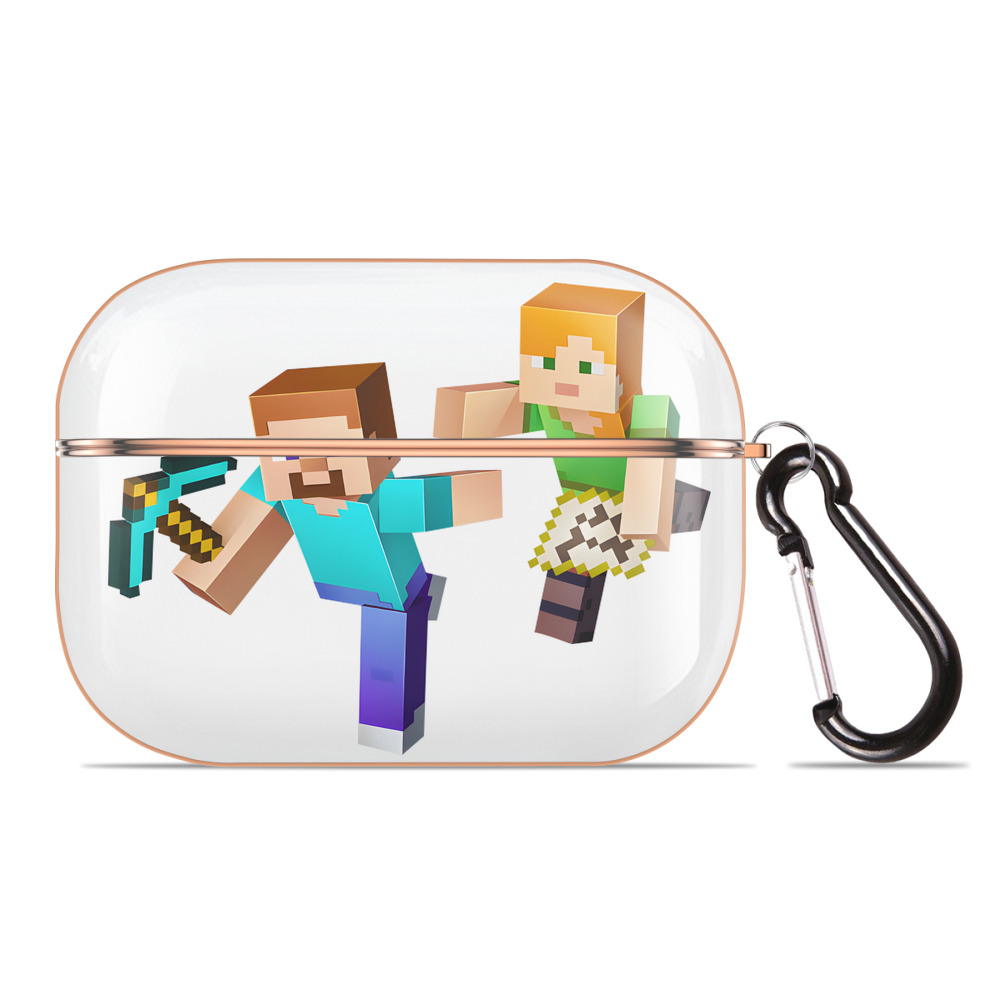 （画像用） マインクラフト ブロックの世界 Minecraft MC Block world 【AirPods Pro用】ハードシェル保護ケース｜耐衝撃・防指紋・カラビナ付き商品仕様