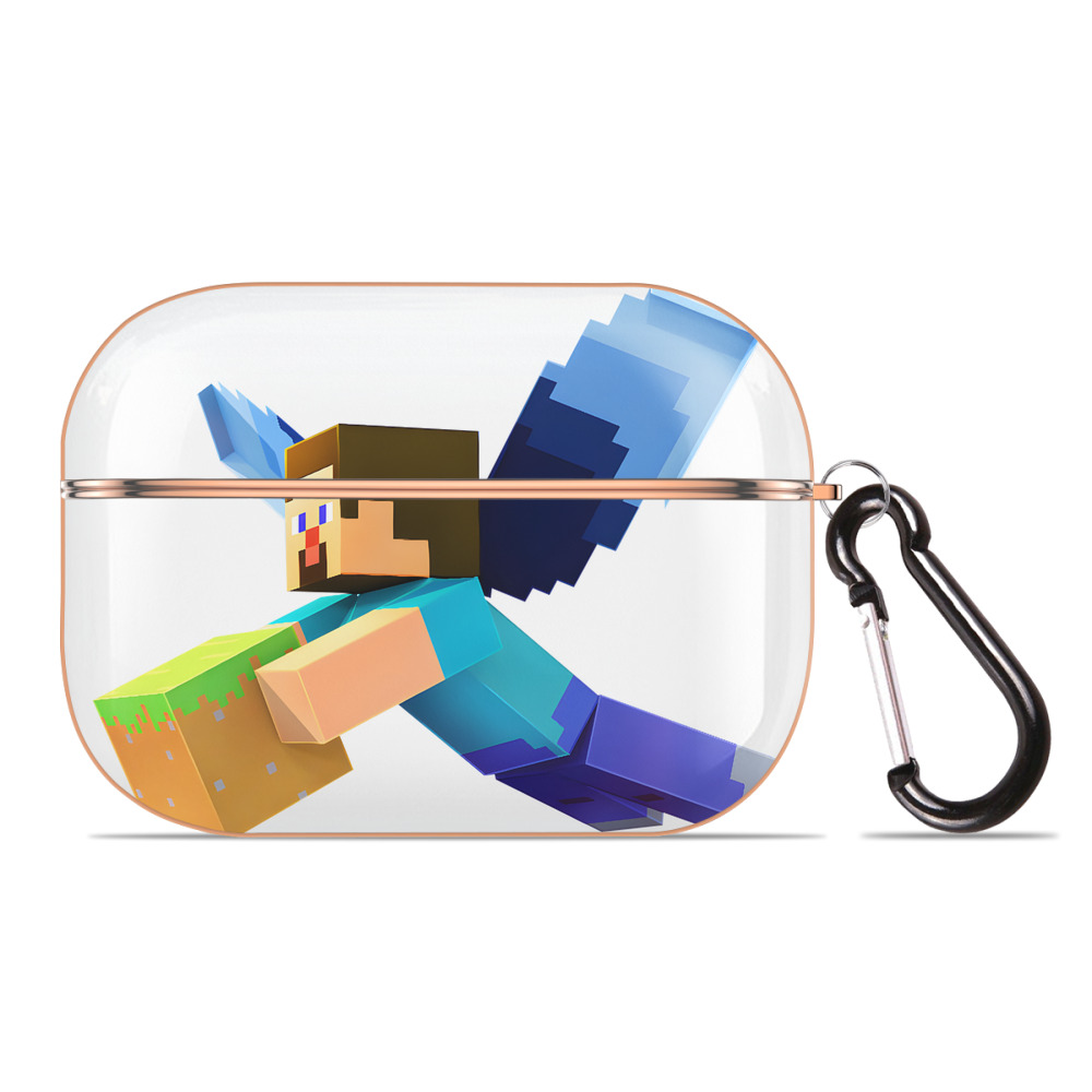 （画像用） マインクラフト ブロックの世界 Minecraft MC Block world 【AirPods Pro用】ハードシェル保護ケース｜耐衝撃・防指紋・カラビナ付き商品仕様