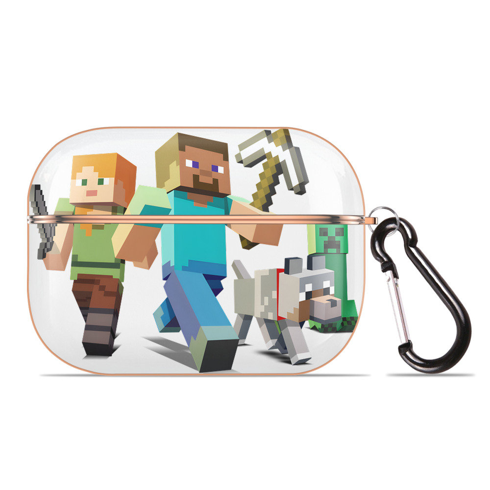 （画像用） マインクラフト ブロックの世界 Minecraft MC Block world 【AirPods Pro用】ハードシェル保護ケース｜耐衝撃・防指紋・カラビナ付き商品仕様