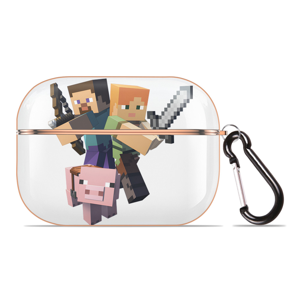 （画像用） マインクラフト ブロックの世界 Minecraft MC Block world 【AirPods Pro用】ハードシェル保護ケース｜耐衝撃・防指紋・カラビナ付き商品仕様