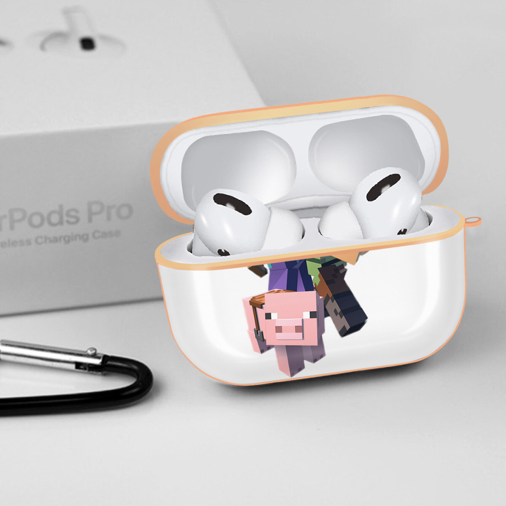 マインクラフト ブロックの世界 Minecraft MC Block world 【AirPods Pro用】ハードシェル保護ケース｜耐衝撃・防指紋・カラビナ付き商品仕様