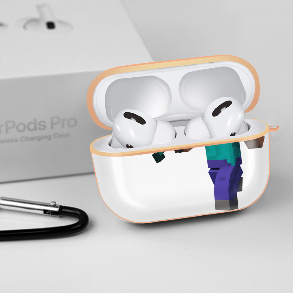 マインクラフト ブロックの世界 Minecraft MC Block world 【AirPods Pro用】ハードシェル保護ケース｜耐衝撃・防指紋・カラビナ付き商品仕様